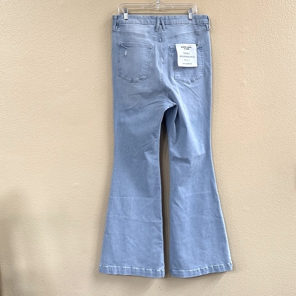 Good American Always Fits Good Legs Flare Distressed Lt Blue Wash Size 14-18 NWT - Picture 7 of 16
